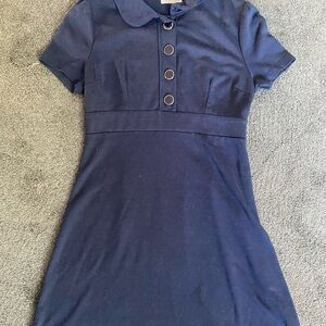 Monteau Blue Buttoned A-Line Mini Dress